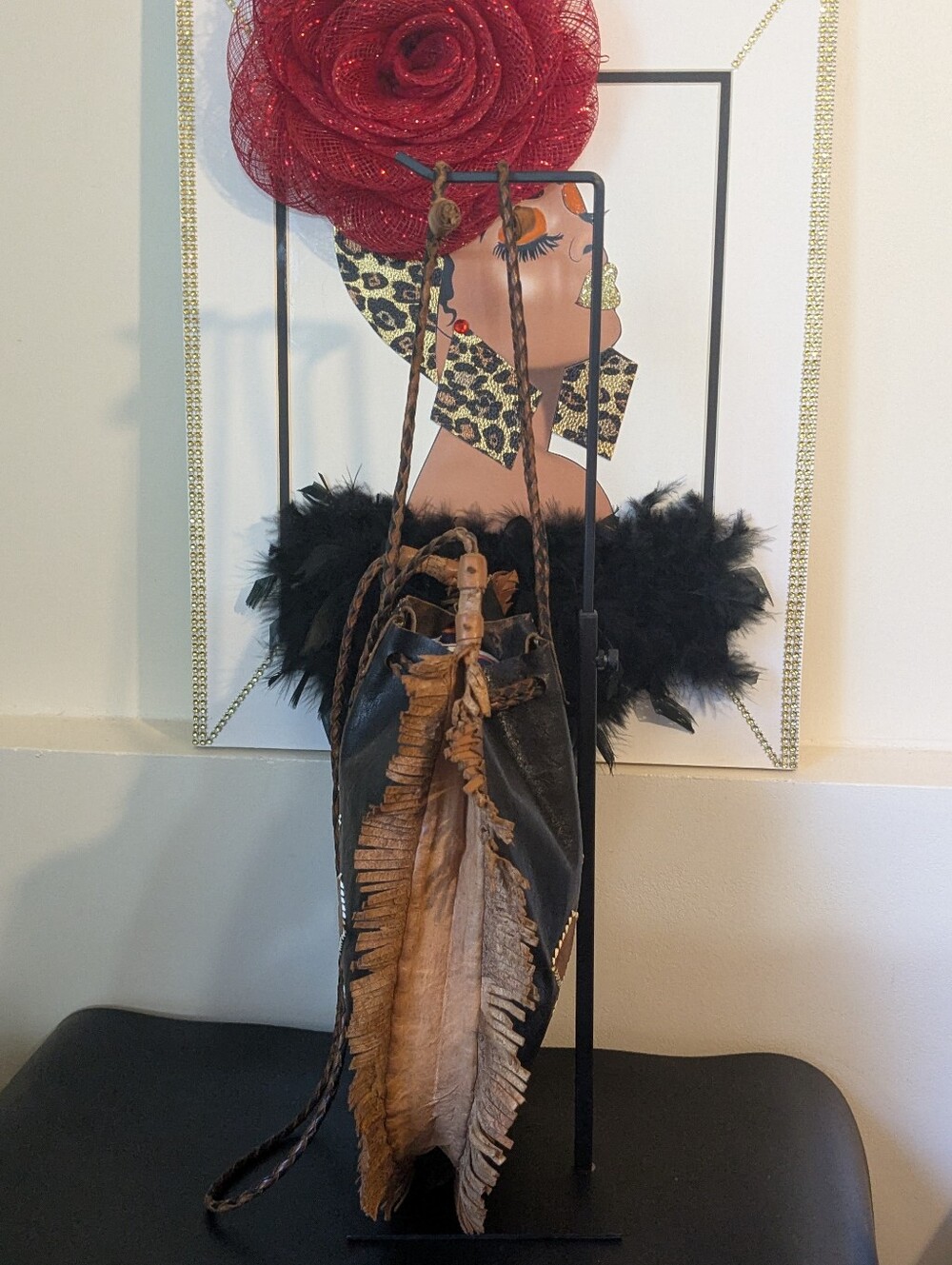 Handcrafted Vintage Boho Western Detail Leather Fringe Shoulder Crossbody Tote - Picture 11 of 16